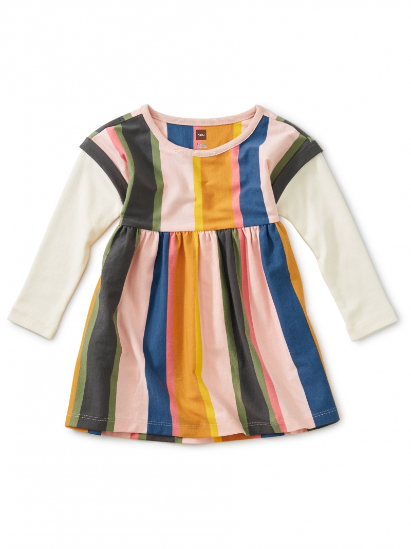 Striped Layered Sleeve Baby Dress