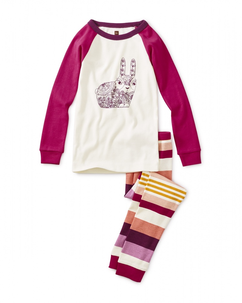 Woodblock Bunny Graphic Pajamas