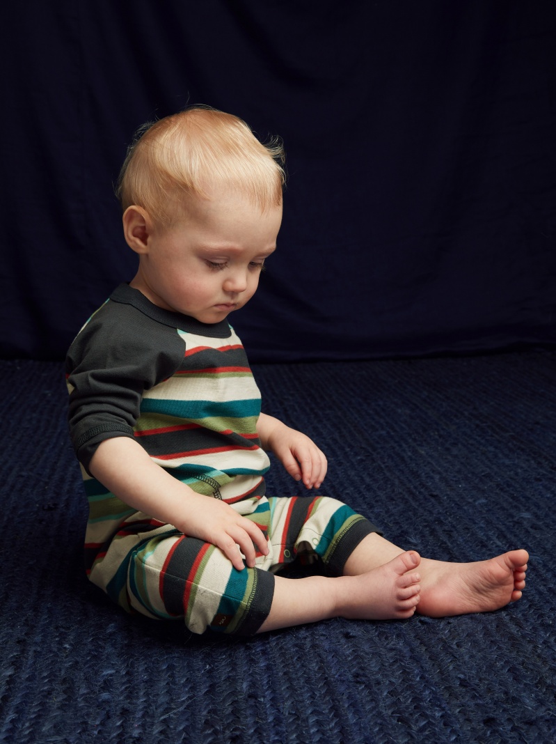 Striped Stitched Pocket Raglan Romper