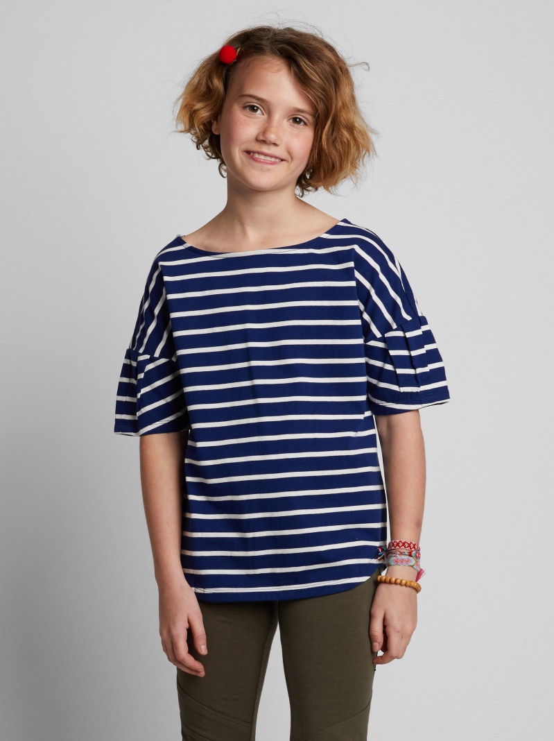 Striped Pleated Sleeve Top