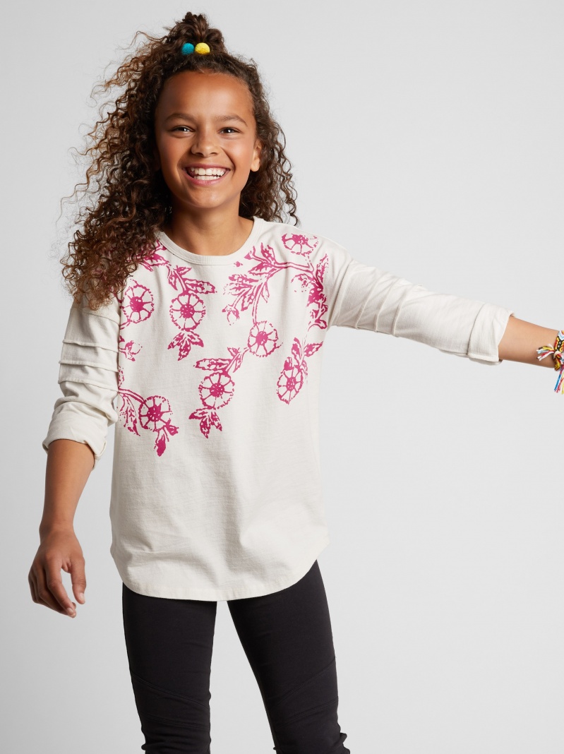 Floral Graphic Pintuck Sleeve Top