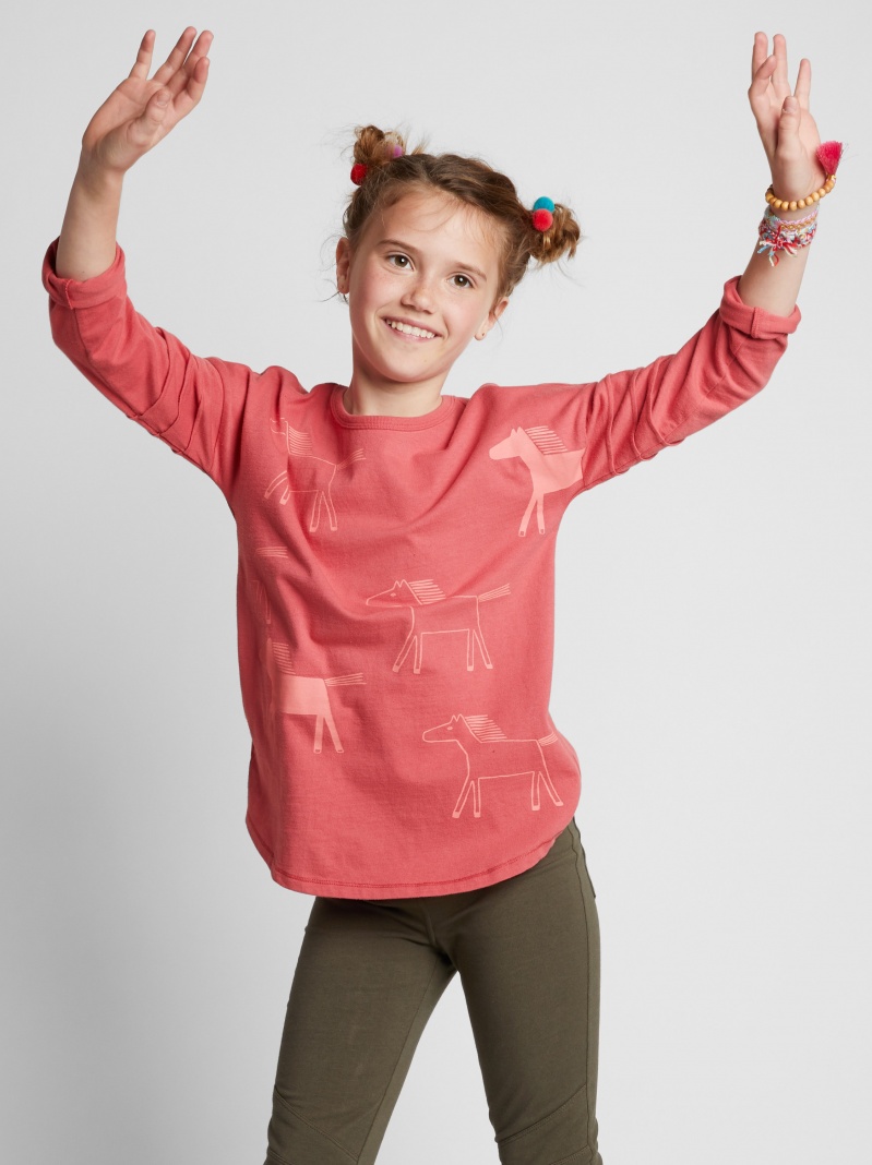 Horse Graphic Pintuck Sleeve Top