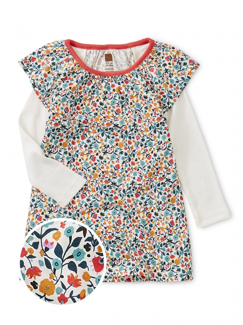Printed Layered Sleeve Baby Dress
