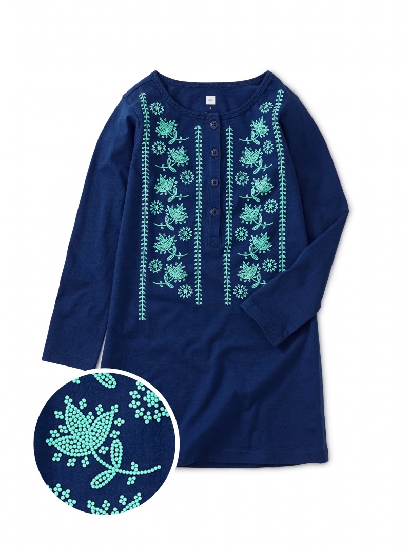 Floral Graphic Henley Dress