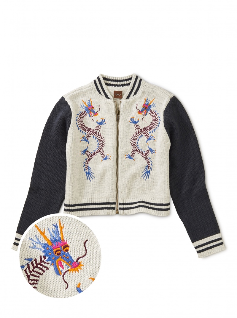 Double Dragons Embroidered Zip Cardi