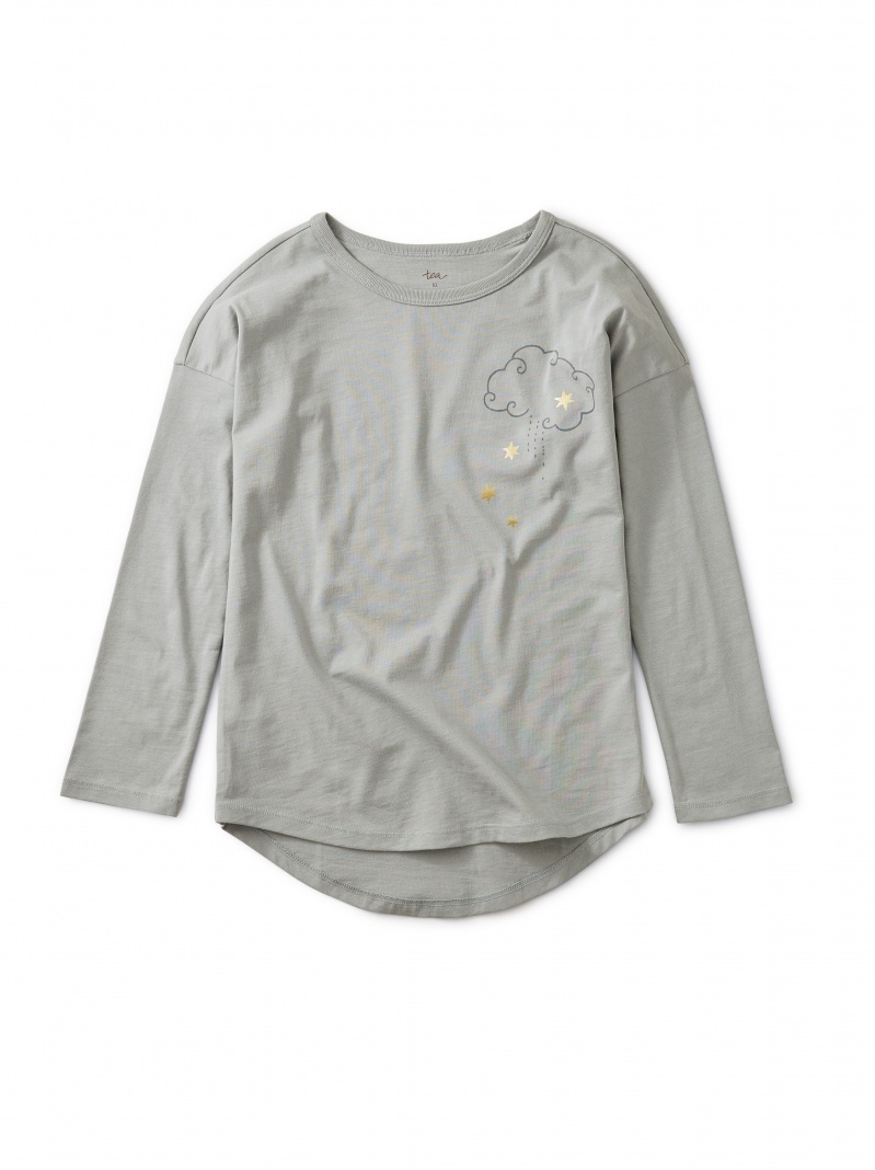 Metallic Cloud Graphic Top