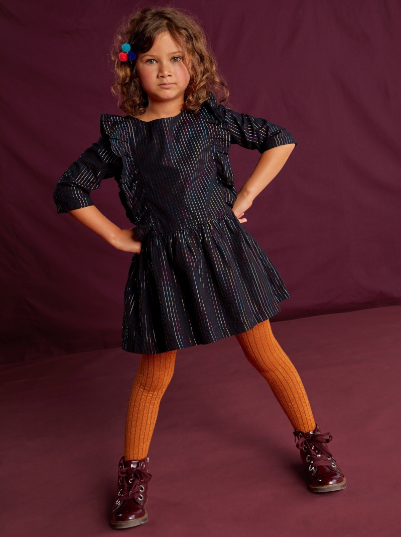 Rainbow Metallic Ruffle Dress