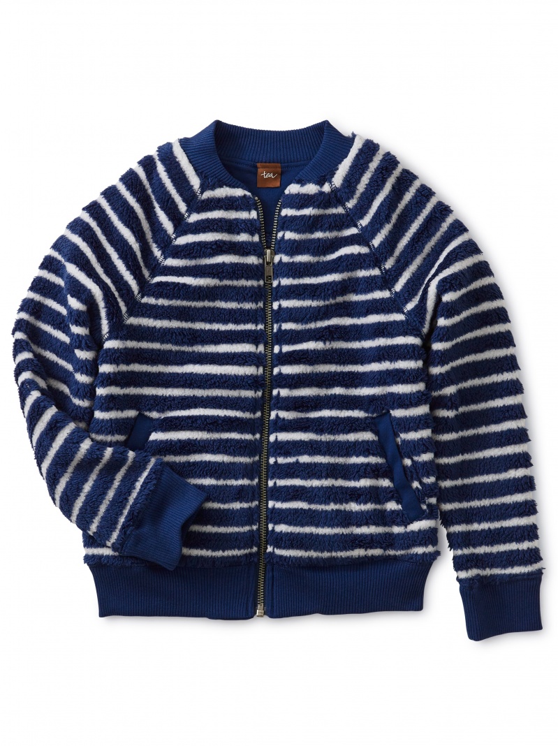 Striped Sherpa Fleece Bomber