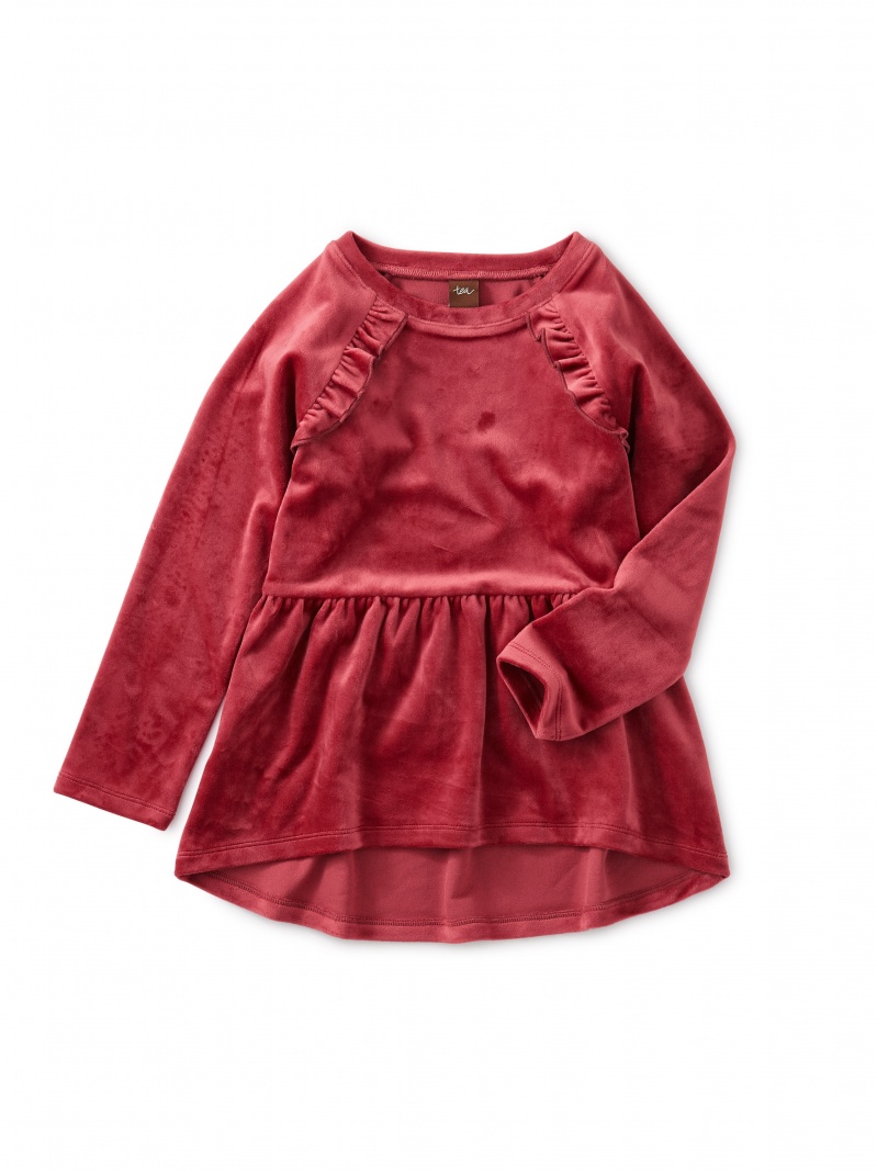 Velour Tunic Ruffle Top