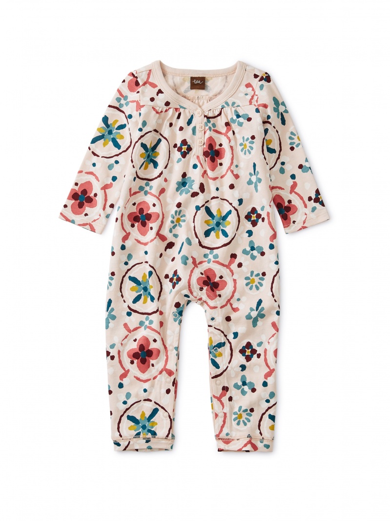 Shirred Henley Romper