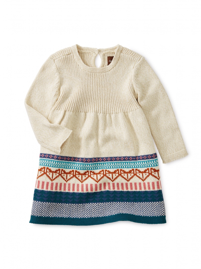 Fox Fairisle Baby Sweater Dress