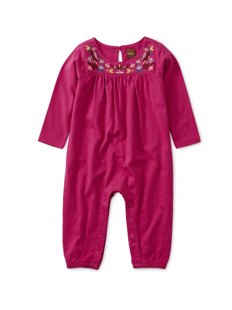 Embroidered Long Sleeve Romper