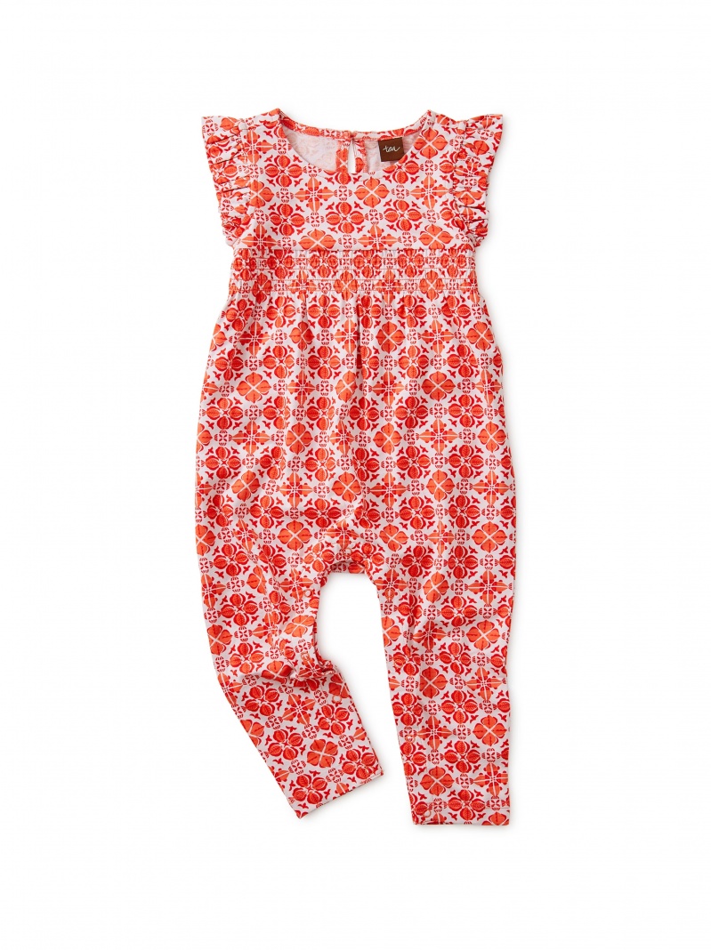 Fish Tile Ruffled Romper