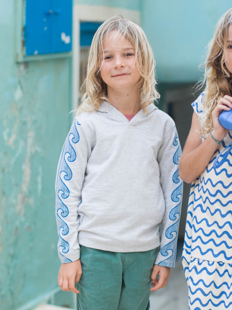 Big Wave Long Sleeve Happy Hoodie