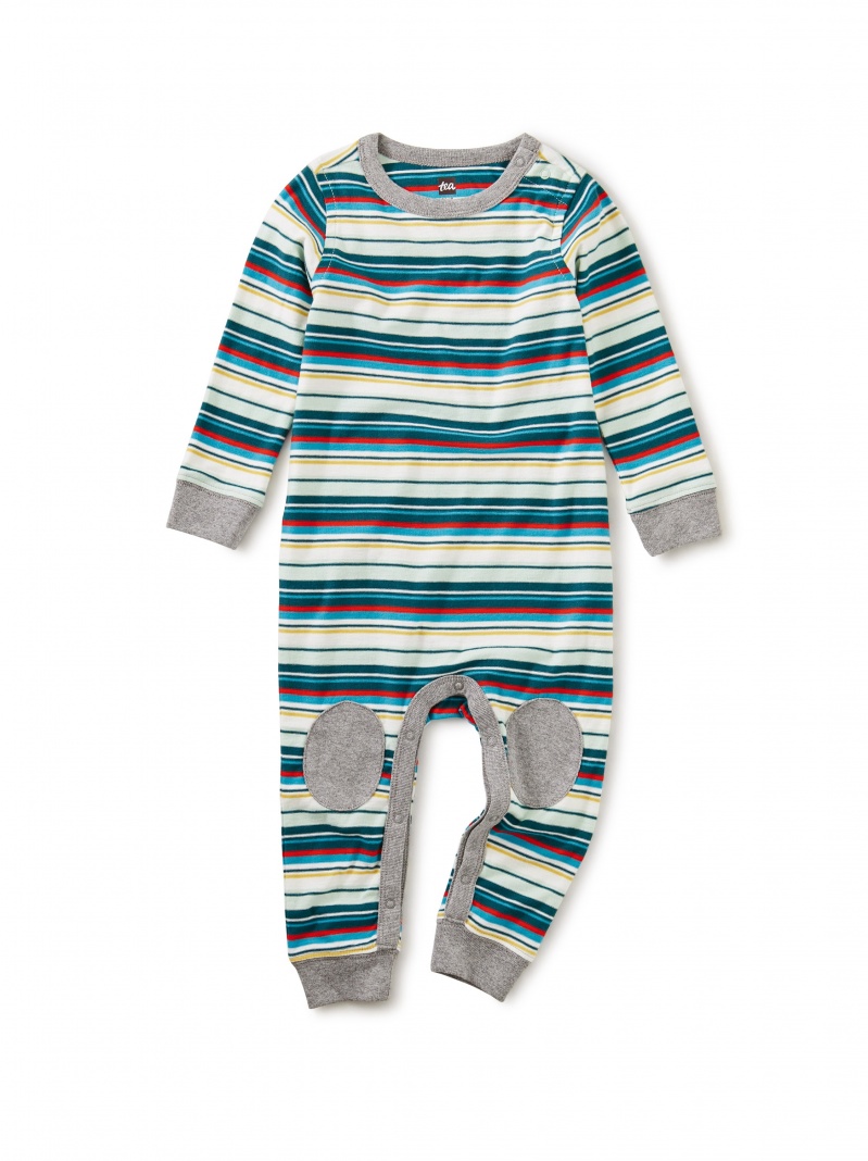 Stripe Knee Patch Romper