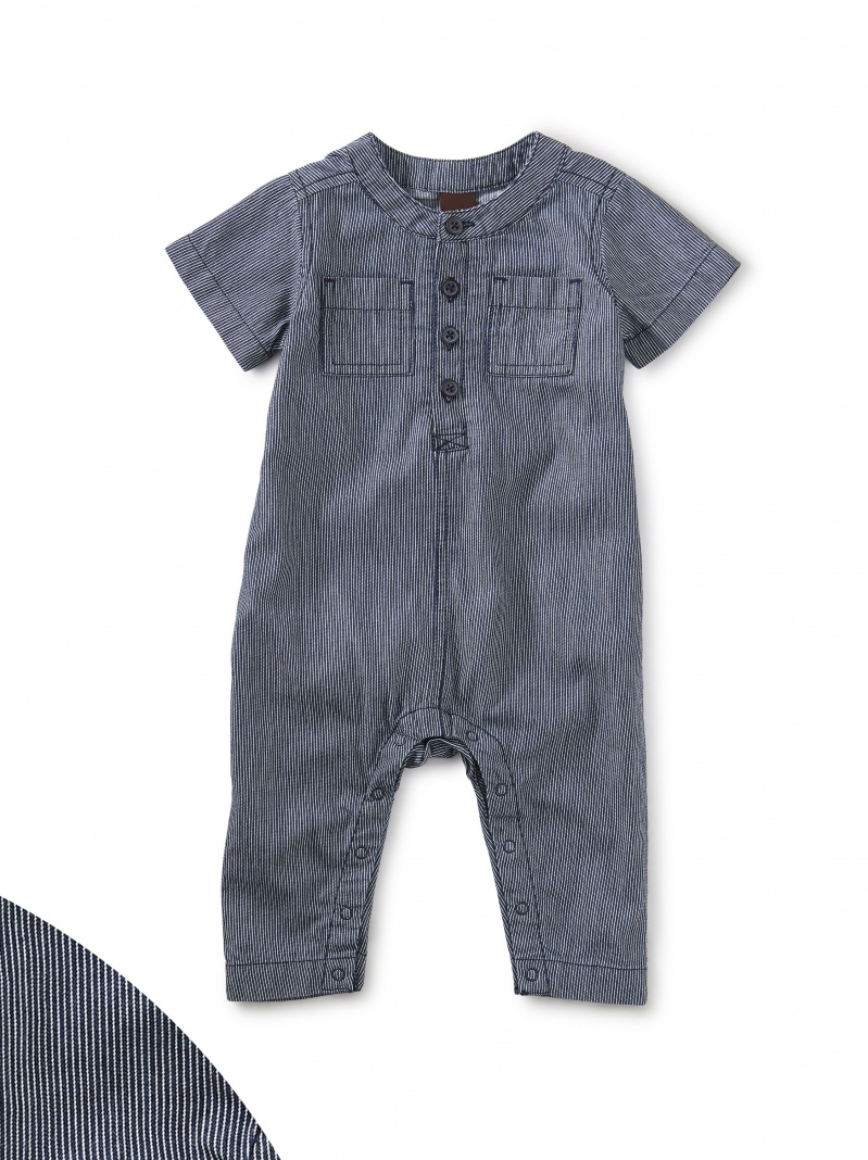 Railroad Stripe Henley Romper