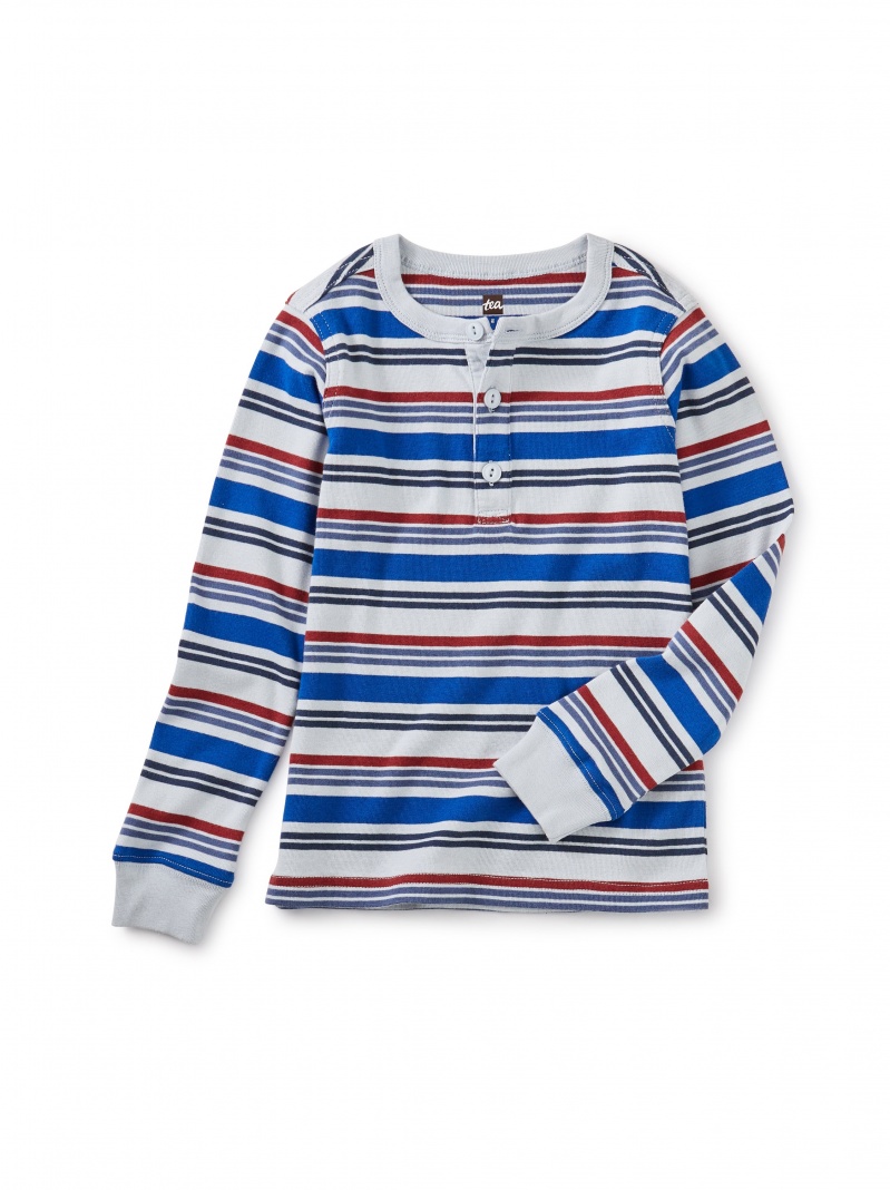 Long Sleeve Striped Henley Top