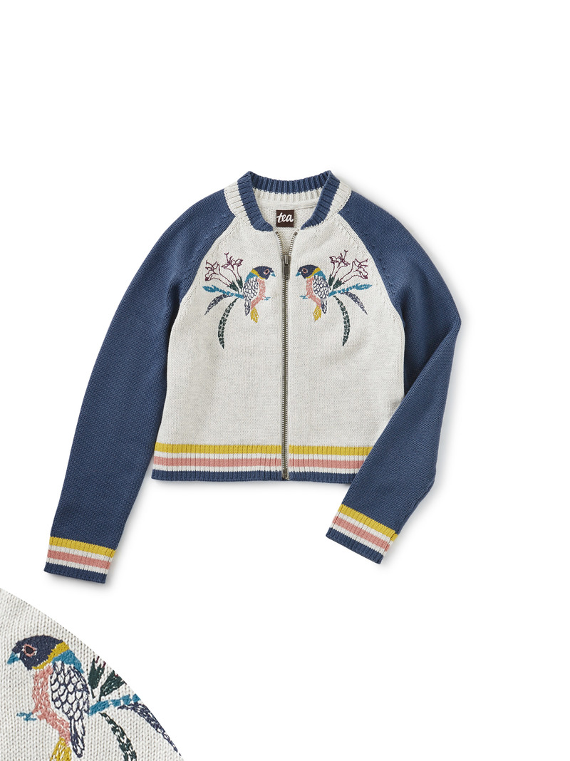 Embroidered Zip Cardigan
