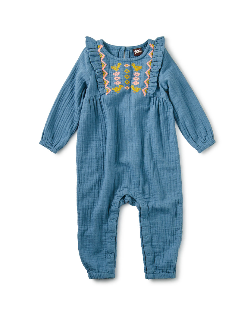 Embroidered Ruffle Baby Romper