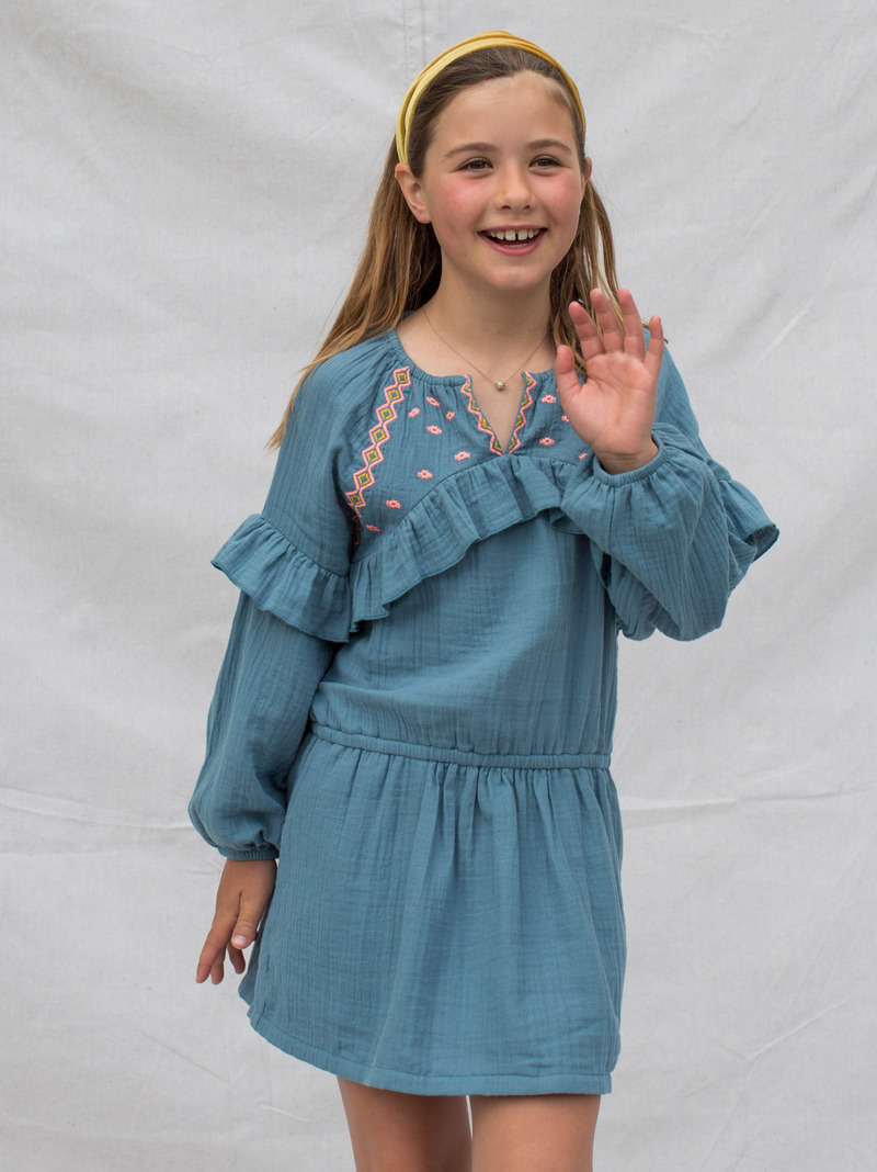 Embroidered Ruffle Dress