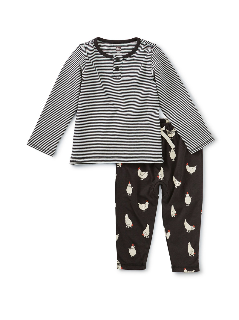 Mixed Print Henley Baby Set
