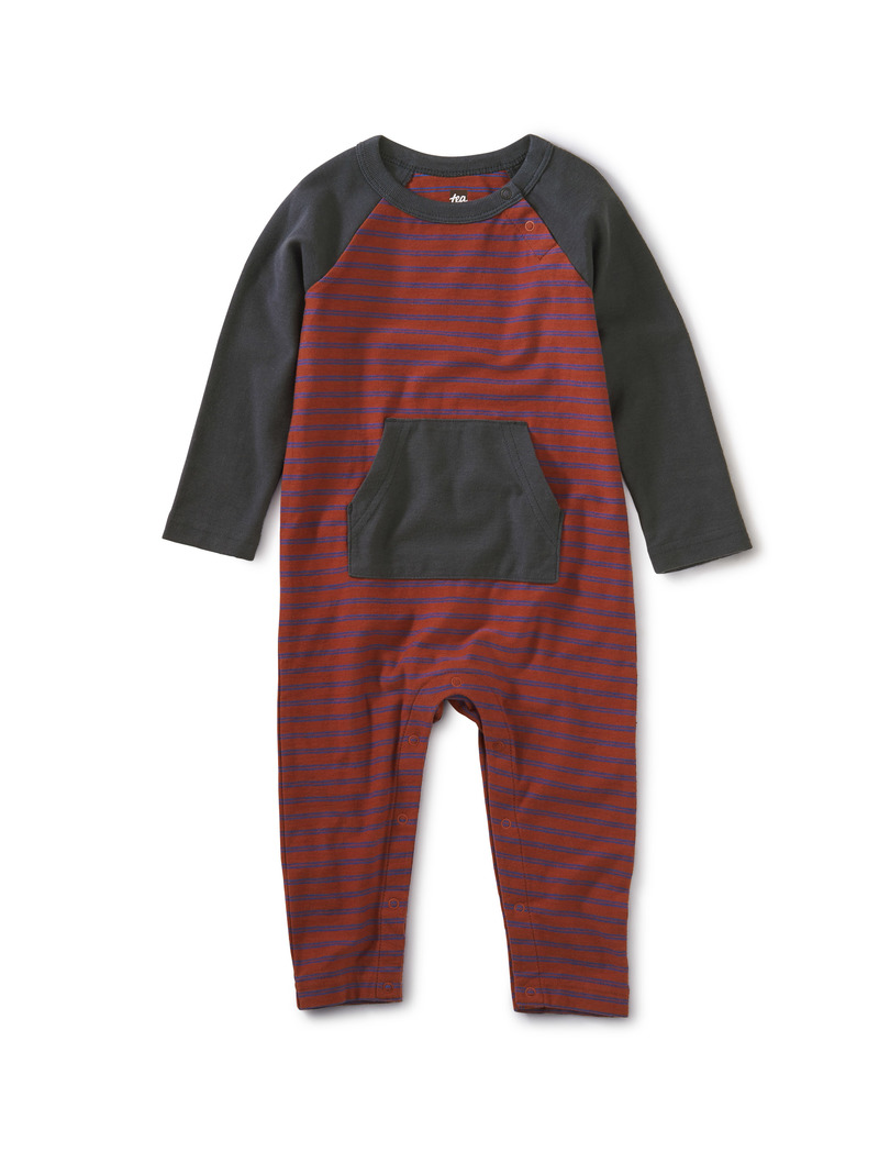 Striped Kanga Pocket Raglan Romper