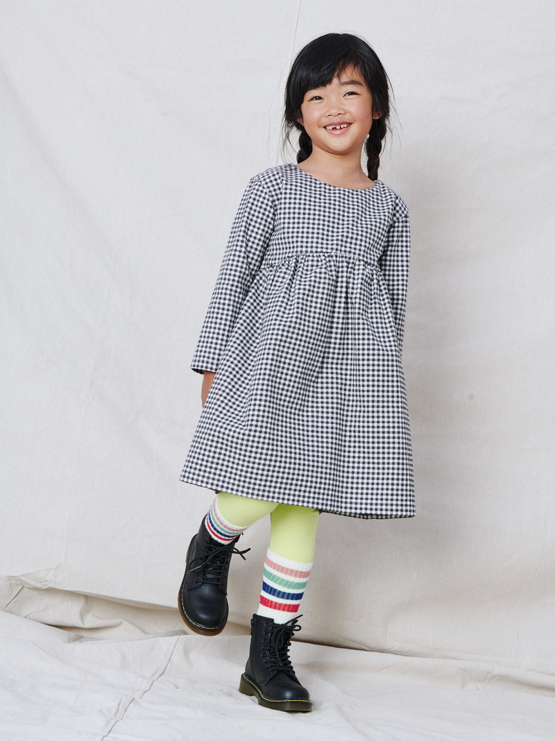 Check Curved Yoke Dress
