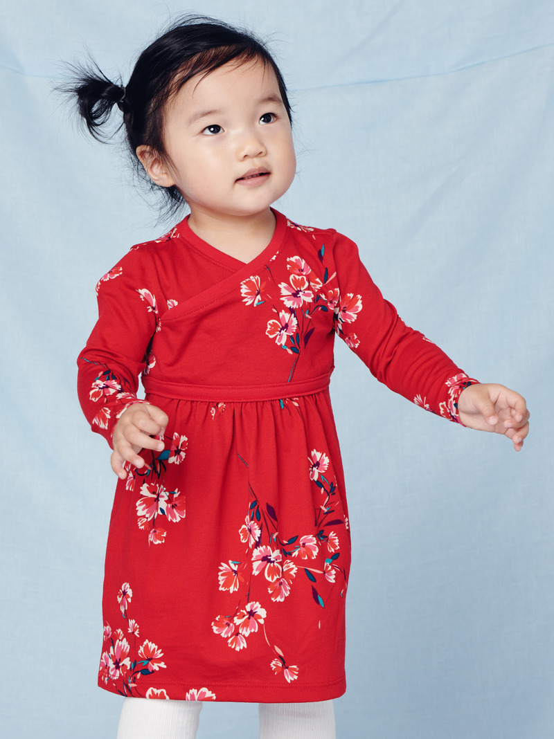 Floral Wrap Neck Baby Dress
