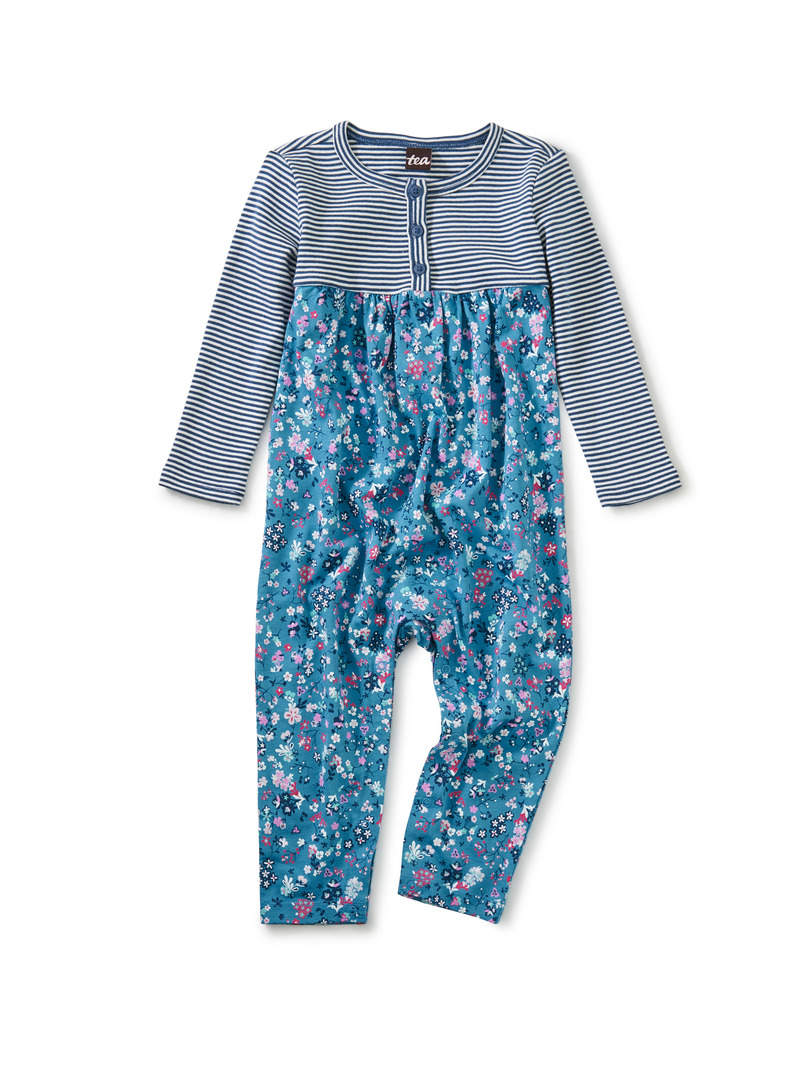 Print Mix Henley Romper