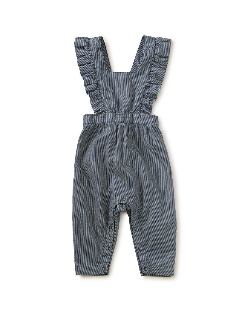 Railroad Stripe Ruffle Romper