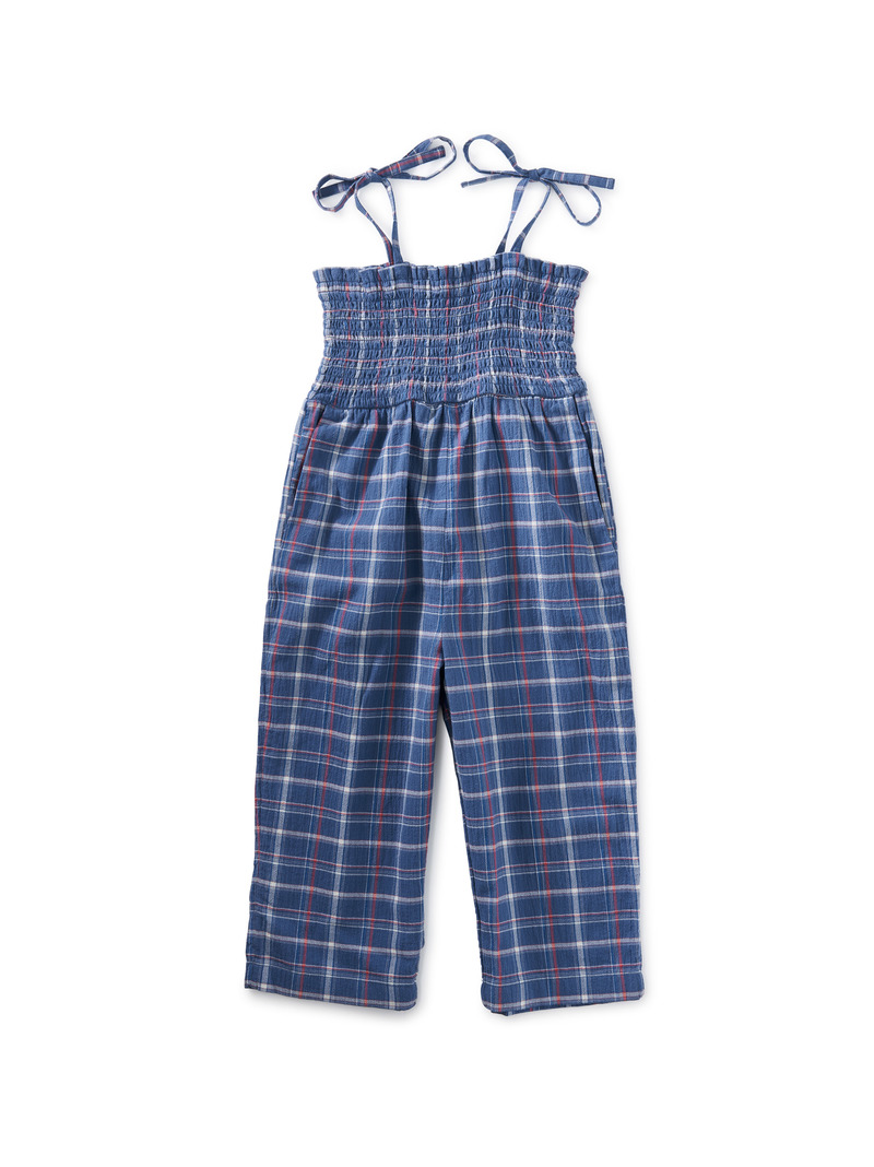 Smocked Tie Shoulder Jumpsuit