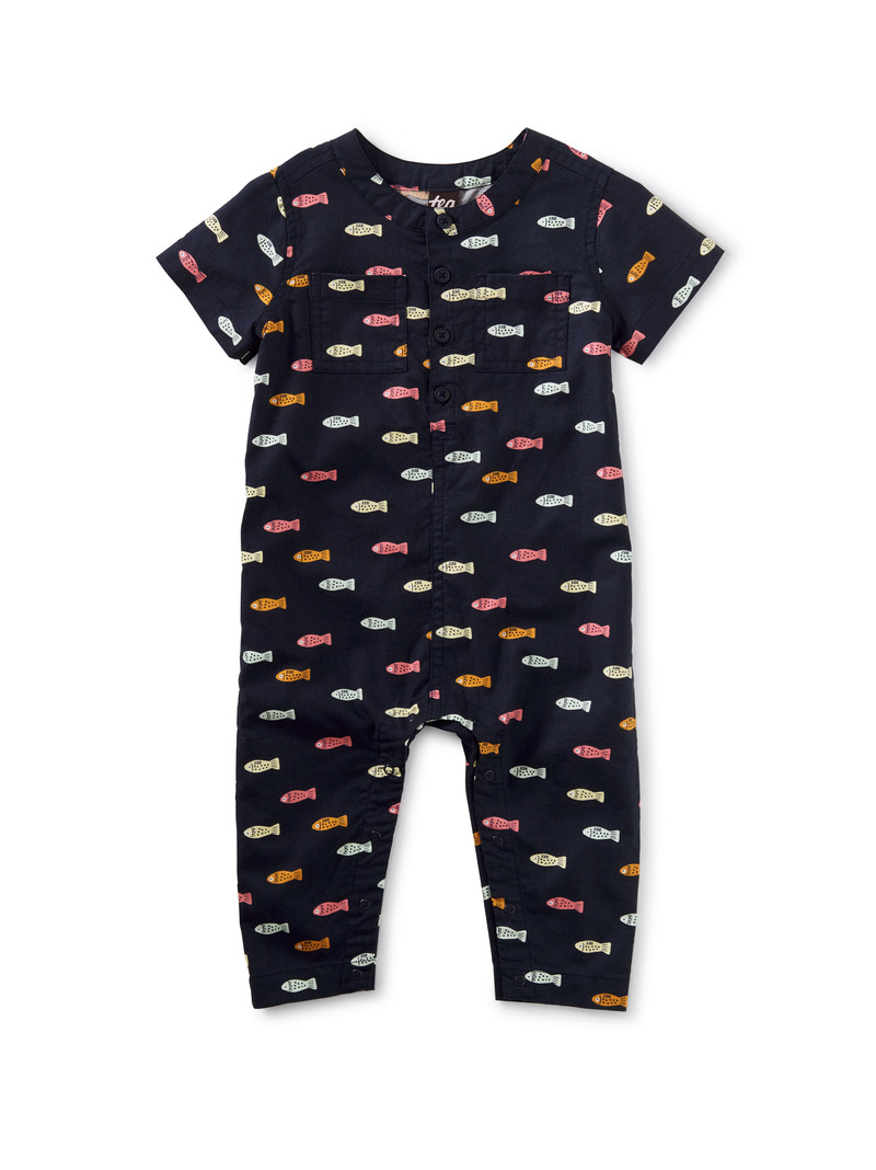 Printed Henley Romper