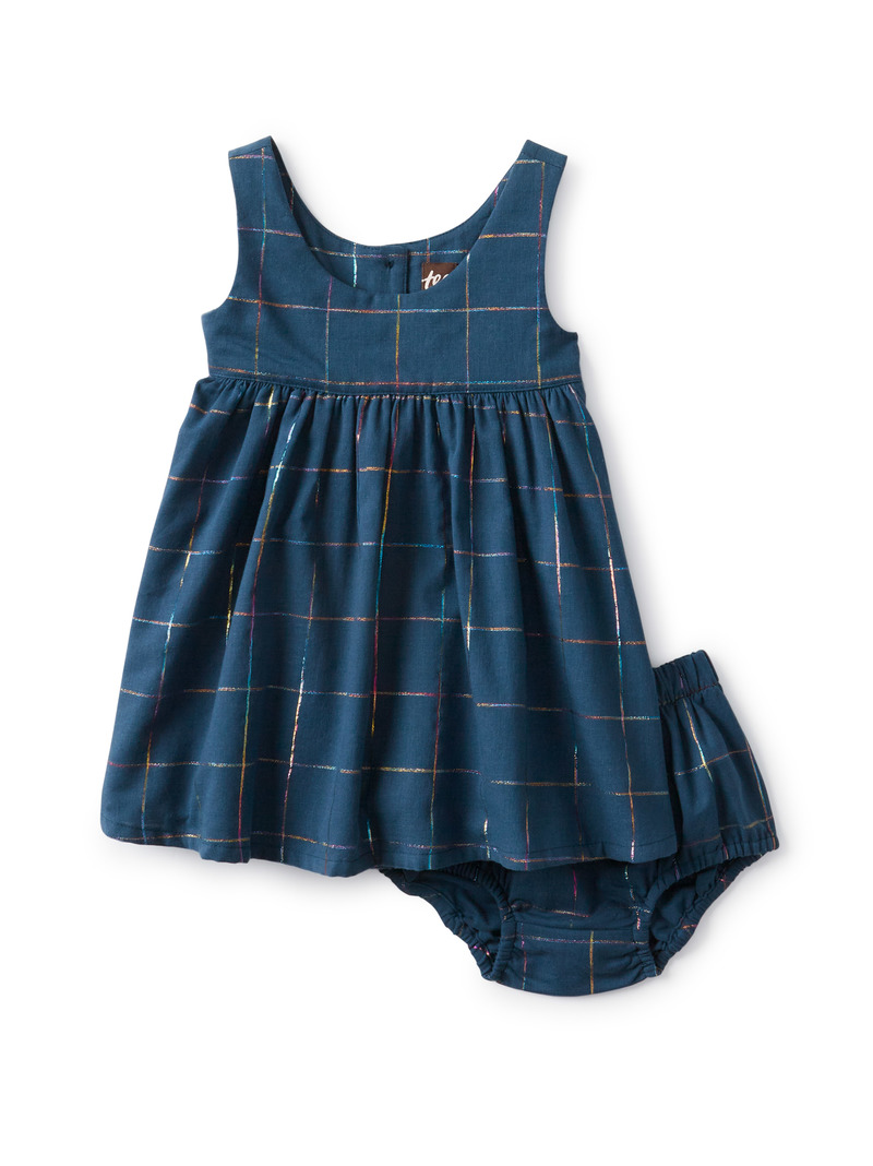 Metallic Grid Baby Dress