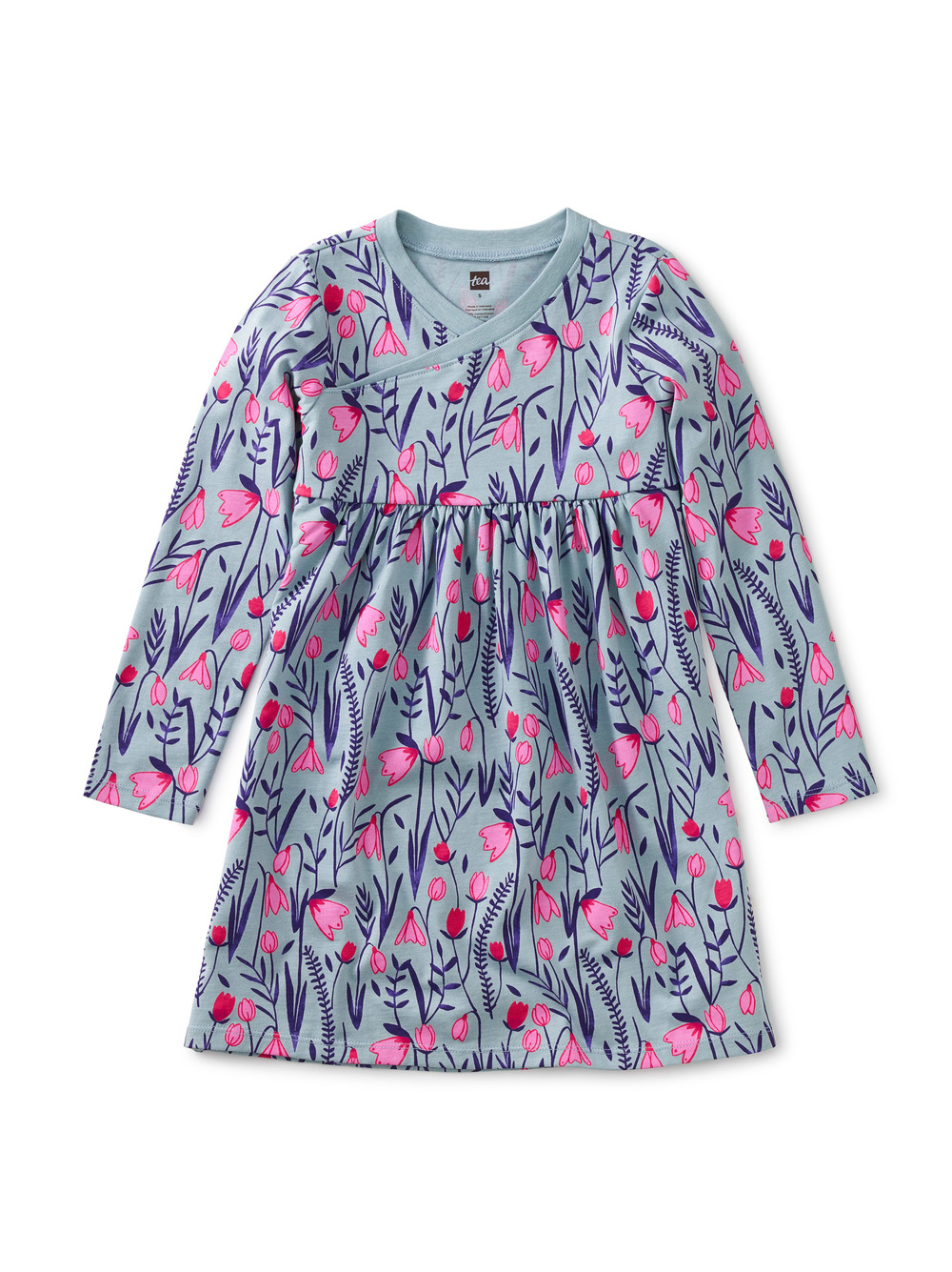 Long Sleeve Wrap Neck Dress