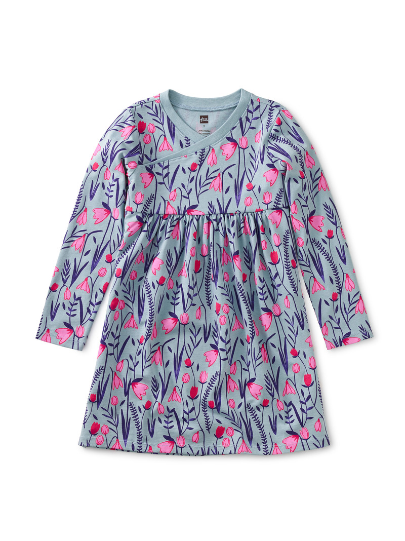 Long Sleeve Wrap Neck Dress