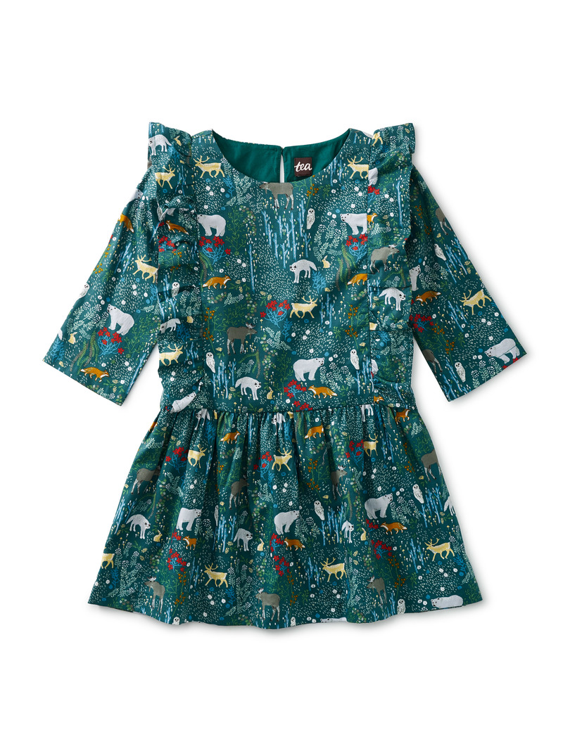 Ruffle Shoulder Woven Dress