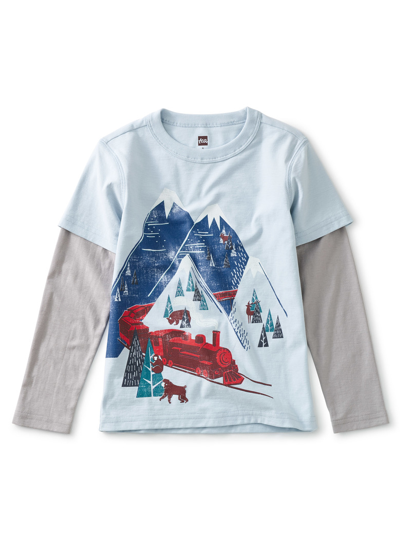 Snow Train Layered Graphic Tee