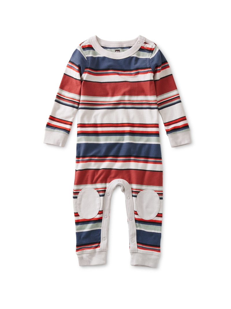 Stripe Knee Patch Baby Romper