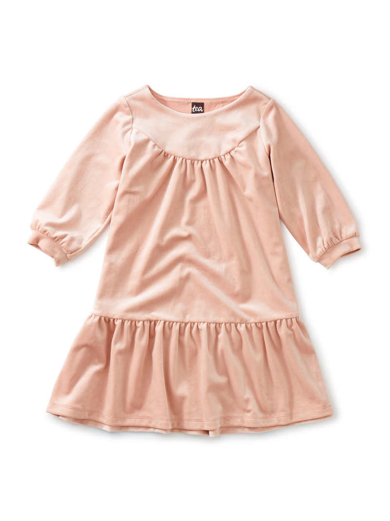 Velour Ruffle Hem Dress