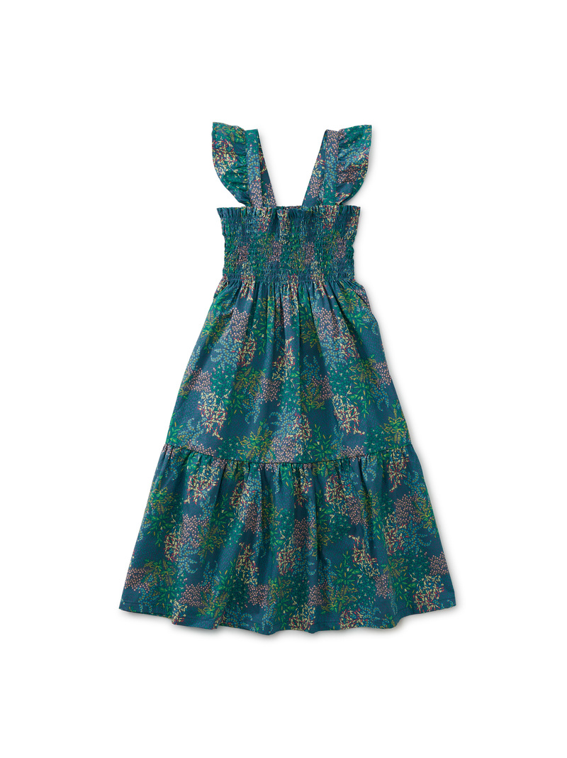 Smocked Flutter Sleeve Midi Dress