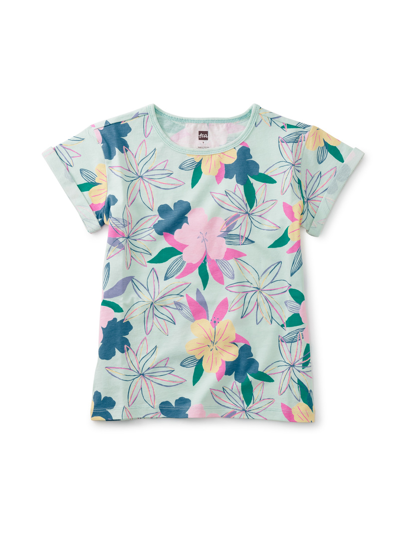 Rolled Sleeve Printed Top