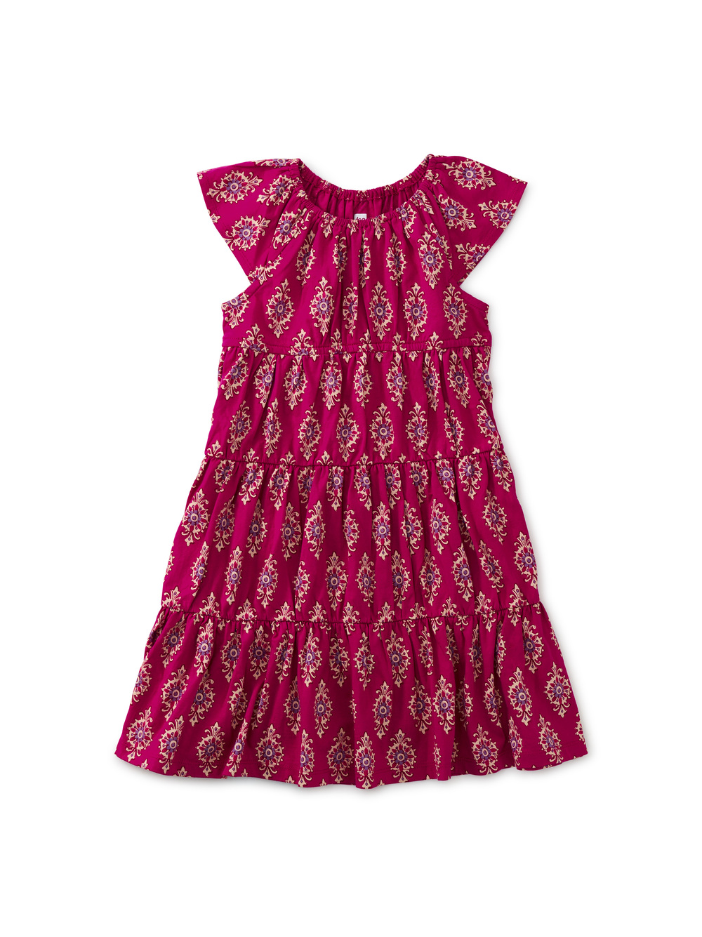 Flutter Sleeve Tiered Dress