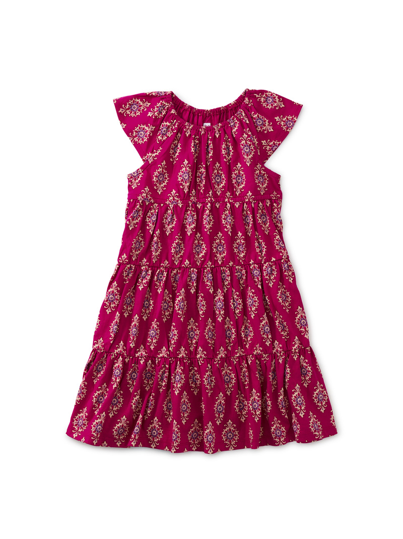 Flutter Sleeve Tiered Dress
