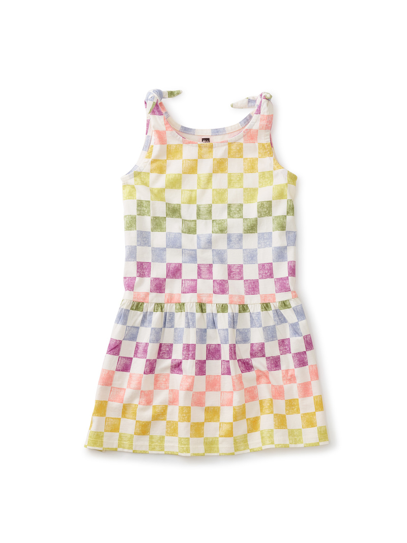 Tie Shoulder Drop Hem Dress