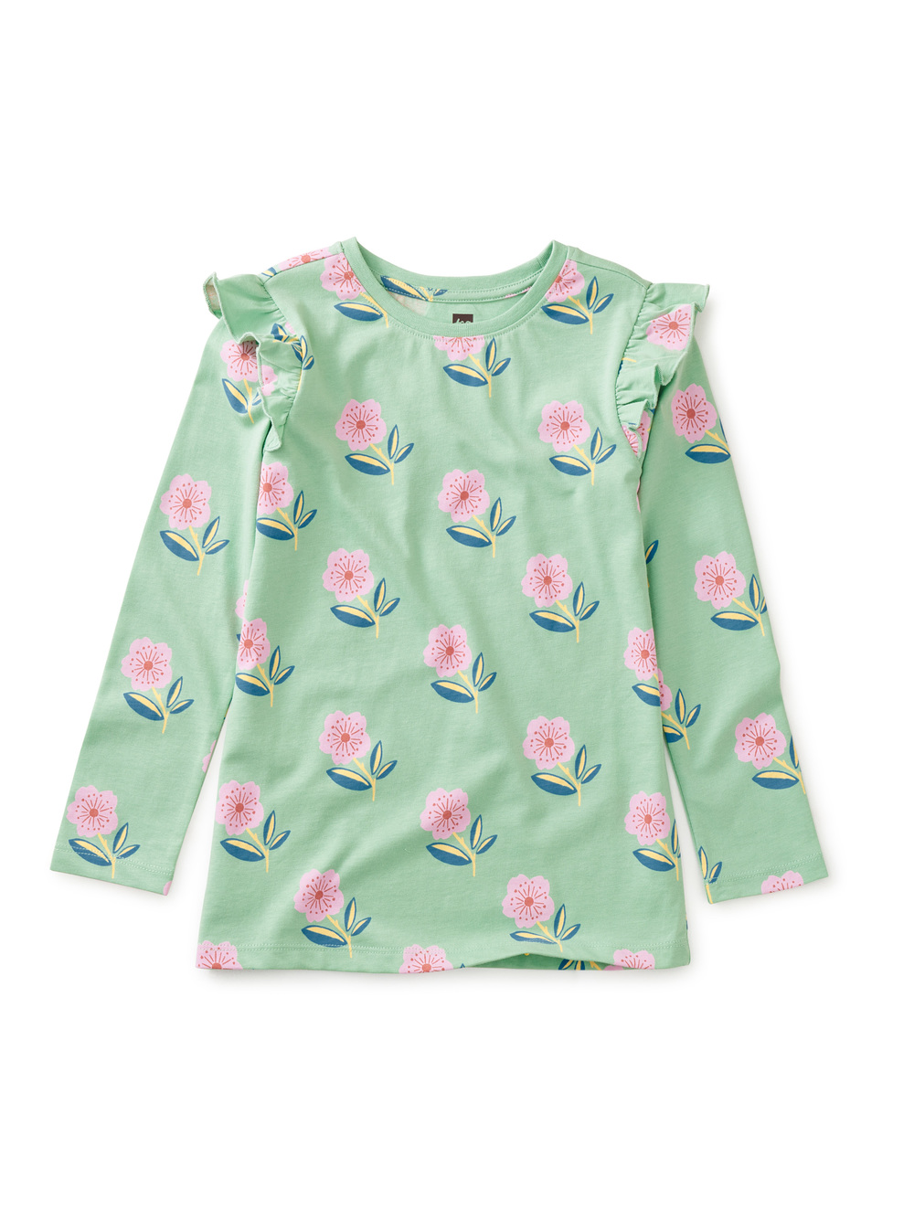 Long Sleeve Printed Ruffle Top