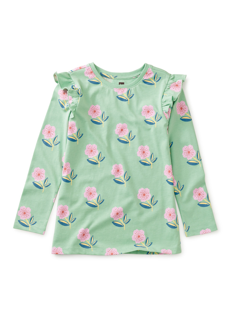 Long Sleeve Printed Ruffle Top