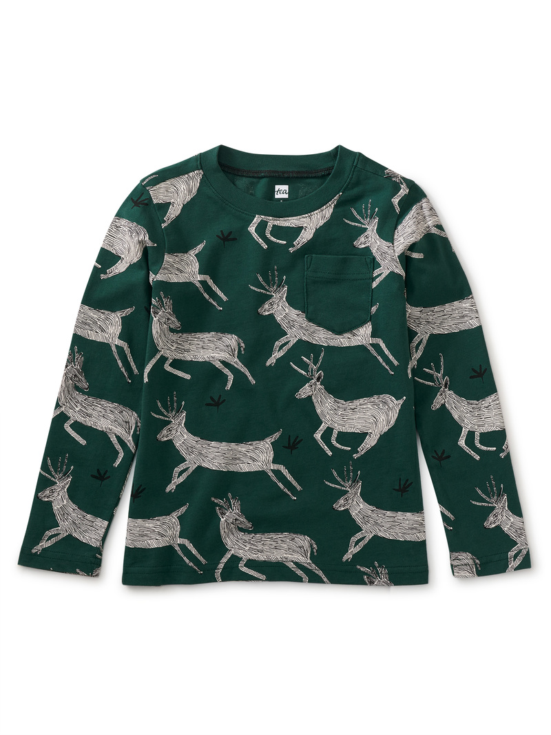 Long Sleeve Printed Pocket Tee
