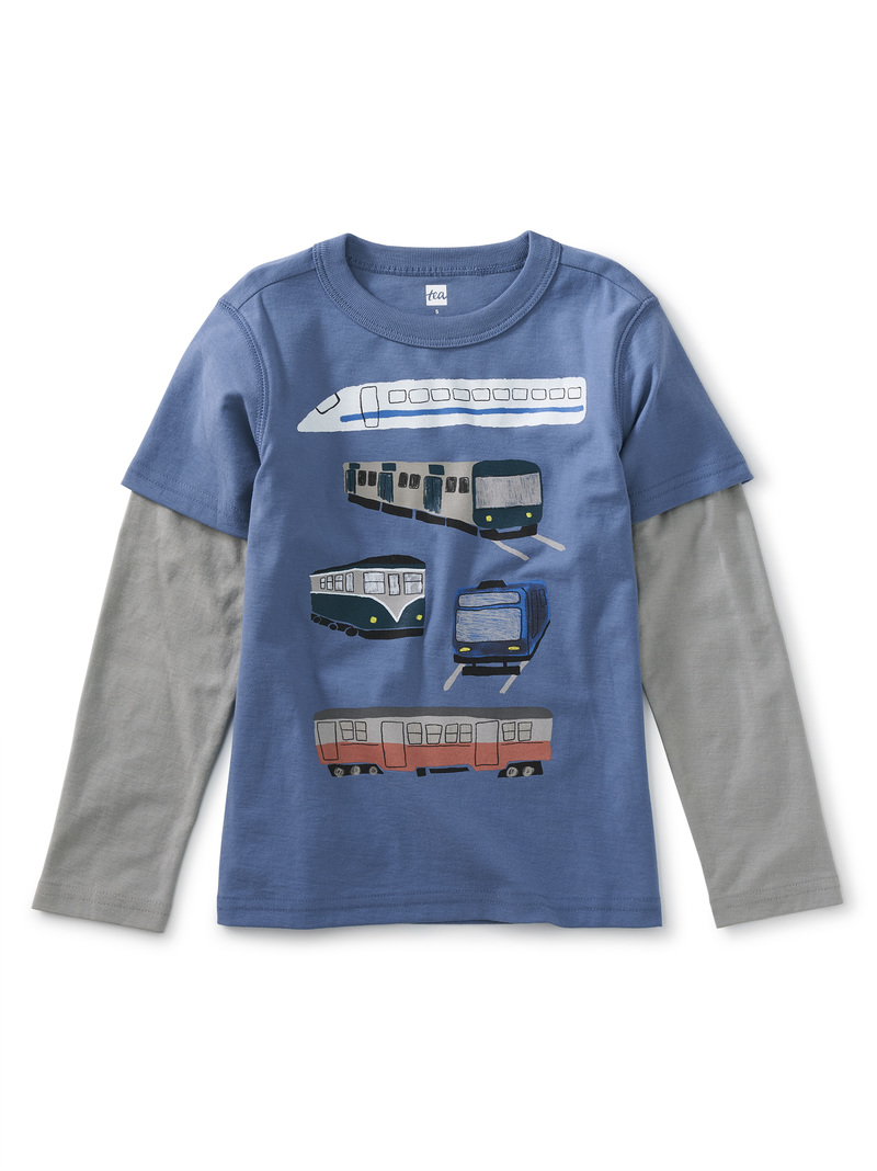 Trains Layered Graphic Tee