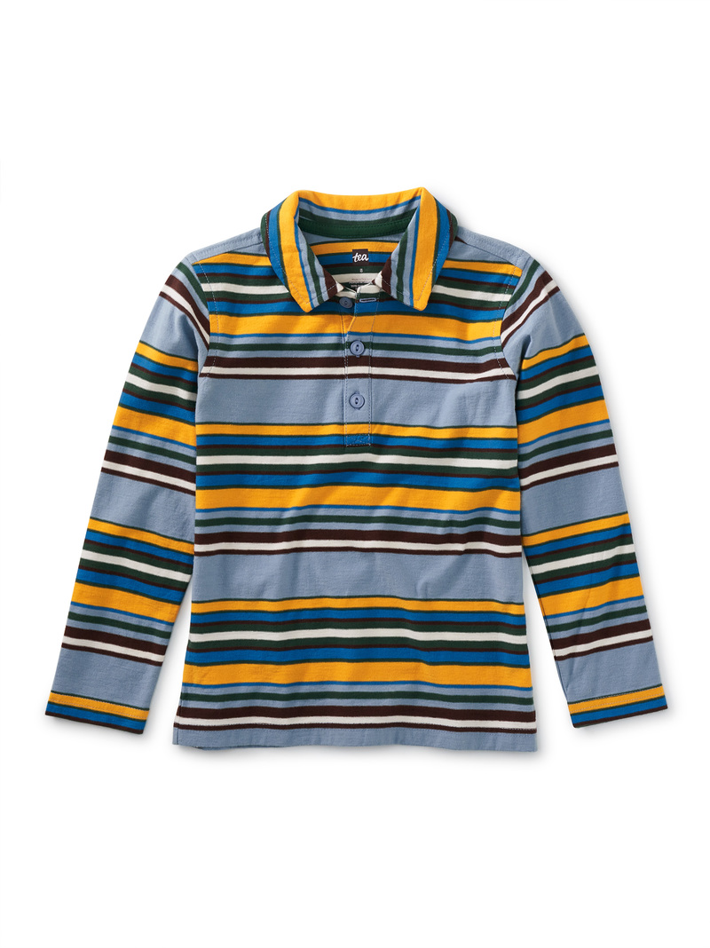 Long Sleeve Striped Polo