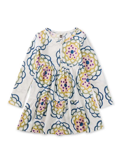 Long Sleeve Tiered Henley Dres